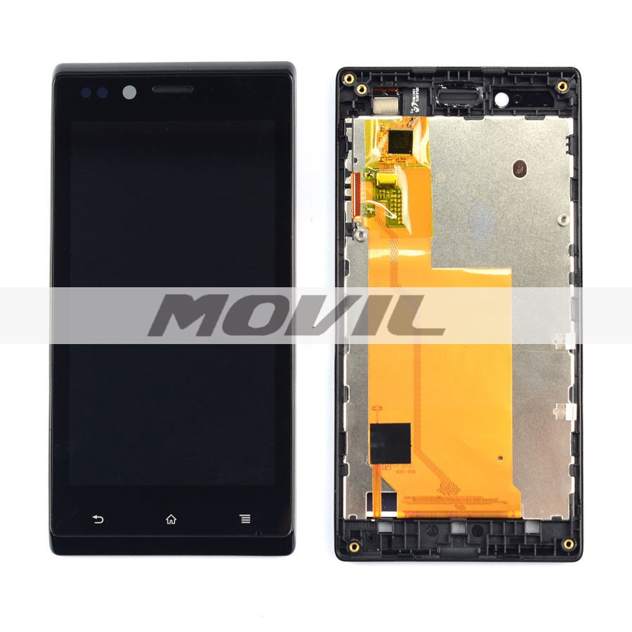 Black LCD Display + Touch Screen Digitizer Assembly +Frame For Sony Xperia J ST26 ST26i ST26a